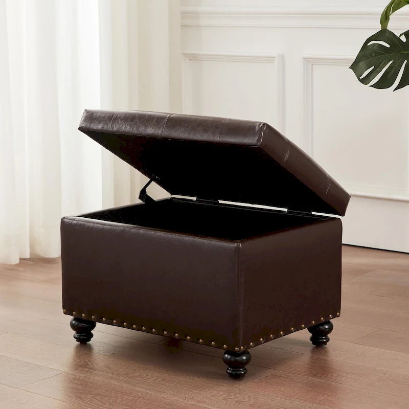 Banc de rangement ottoman capitonné, Repose-pieds rectangulaire