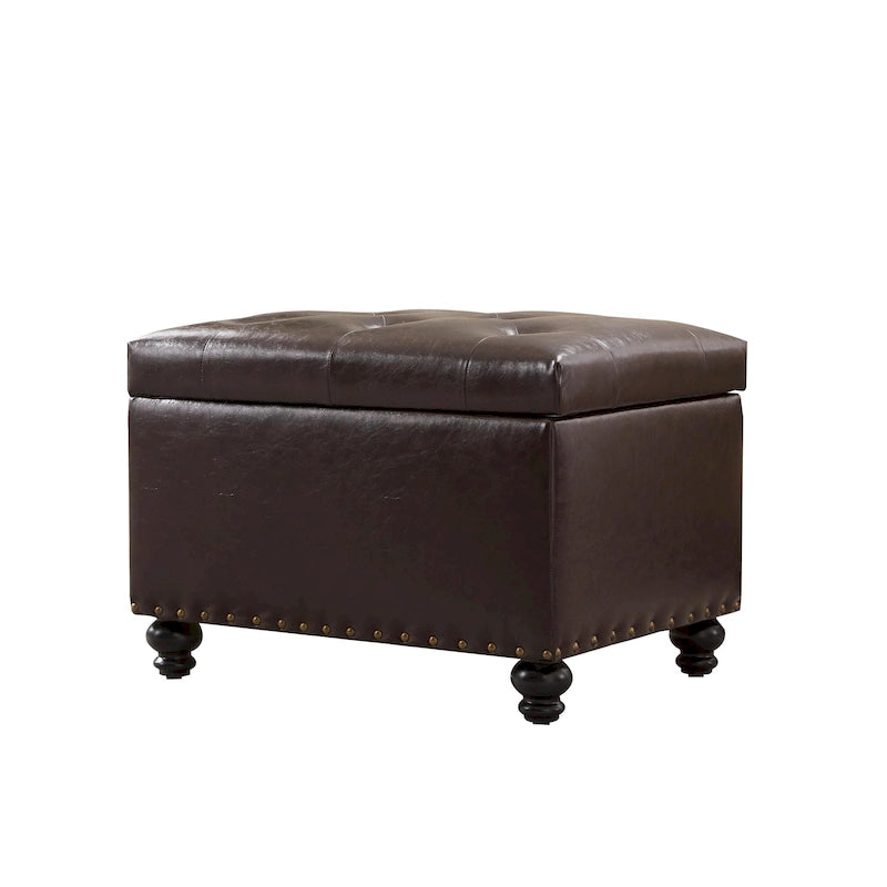 Banc de rangement ottoman capitonné, Repose-pieds rectangulaire