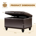 Banc de rangement ottoman capitonné, Repose-pieds rectangulaire