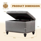 Banc de rangement ottoman capitonné, Repose-pieds rectangulaire