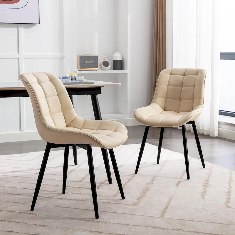 XINMICS Modern Upholstered Faux Leather Dining Chairs Set of 2