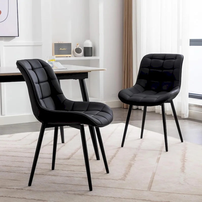 Lot de 2 chaises de salle à manger modernes rembourrées en similicuir