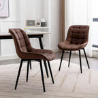 Lot de 2 chaises de salle à manger modernes rembourrées en similicuir