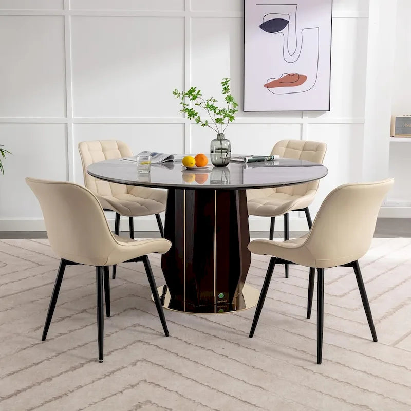 Lot de 2 chaises de salle à manger modernes rembourrées en similicuir