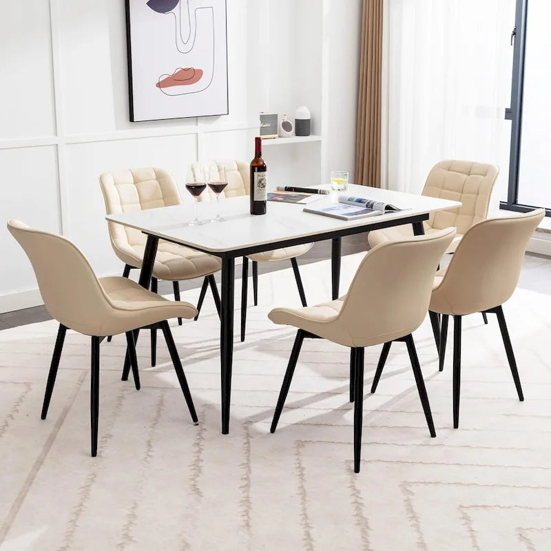 Lot de 2 chaises de salle à manger modernes rembourrées en similicuir