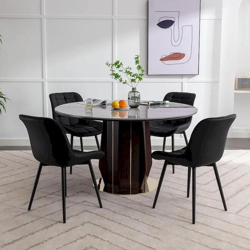 Lot de 2 chaises de salle à manger modernes rembourrées en similicuir