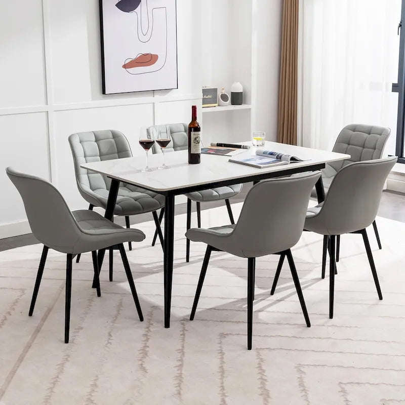 Lot de 2 chaises de salle à manger modernes rembourrées en similicuir