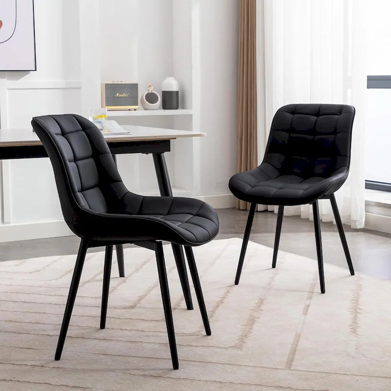 Lot de 2 chaises de salle à manger modernes rembourrées en similicuir