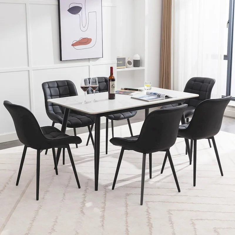 Lot de 2 chaises de salle à manger modernes rembourrées en similicuir