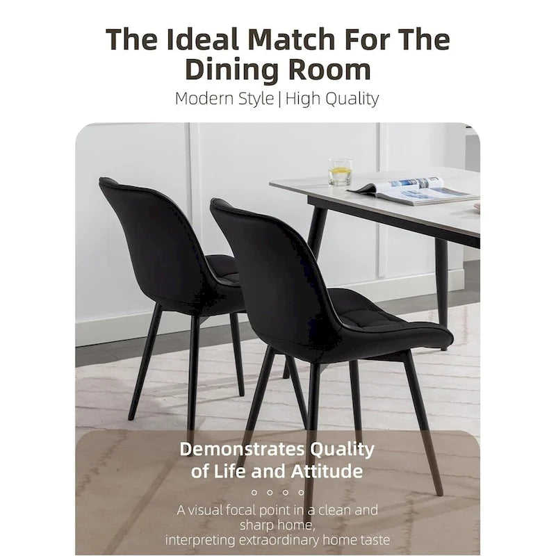 Lot de 2 chaises de salle à manger modernes rembourrées en similicuir