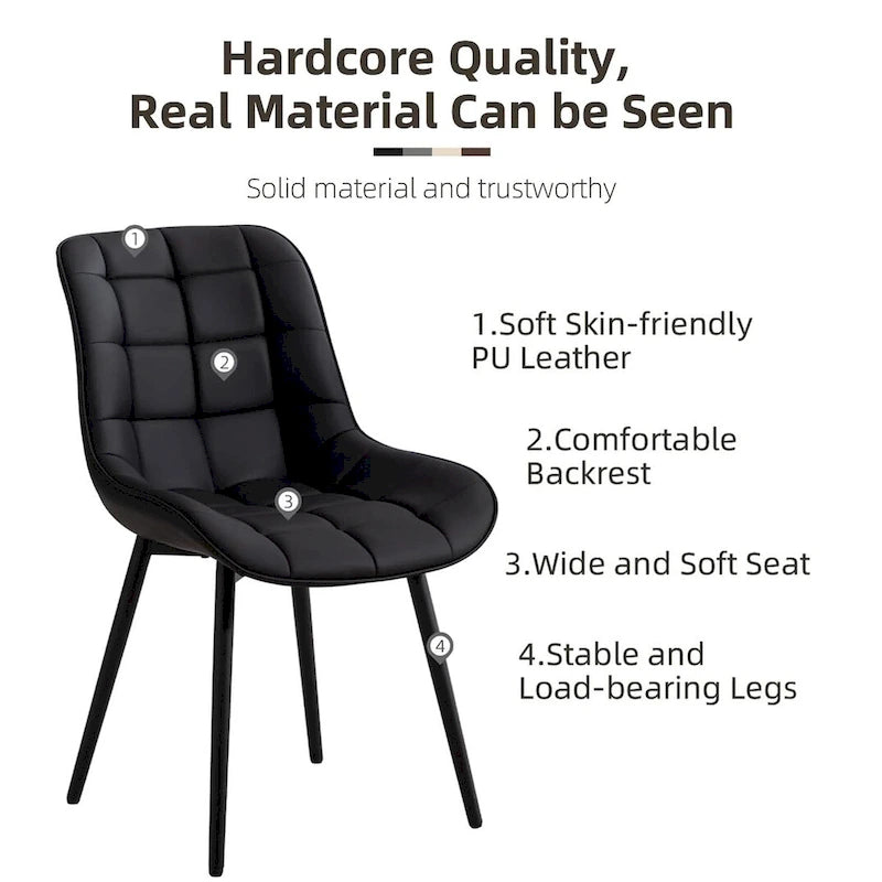 Lot de 2 chaises de salle à manger modernes rembourrées en similicuir