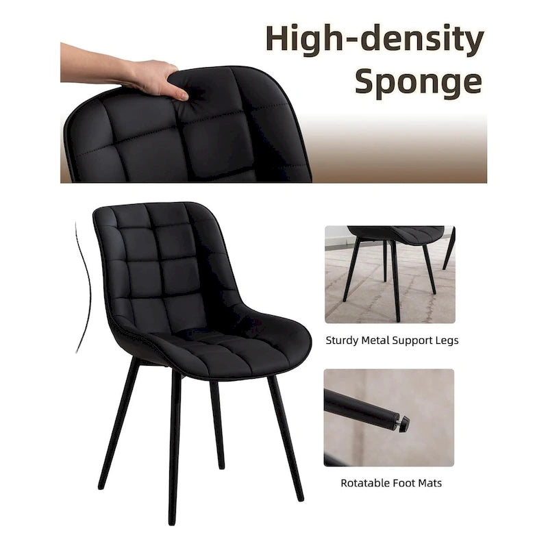 Lot de 2 chaises de salle à manger modernes rembourrées en similicuir
