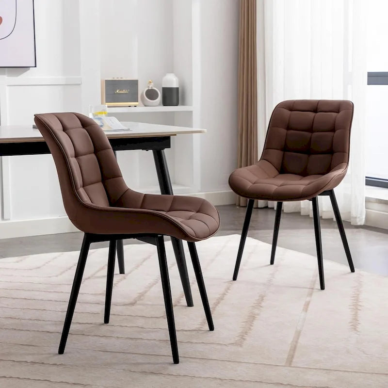Lot de 2 chaises de salle à manger modernes rembourrées en similicuir