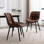 Lot de 2 chaises de salle à manger modernes rembourrées en similicuir