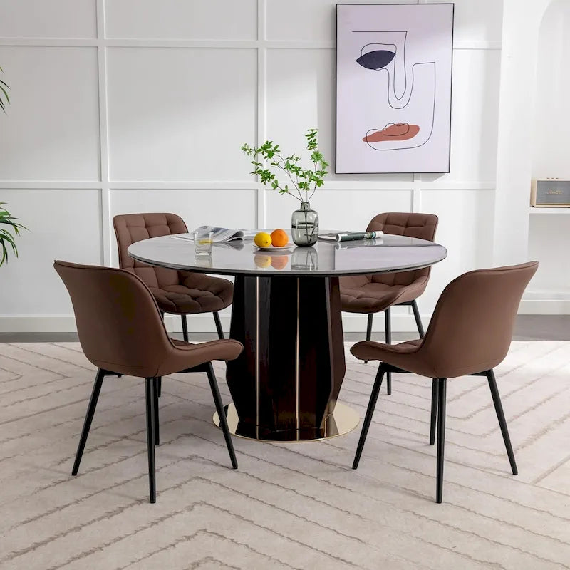 Lot de 2 chaises de salle à manger modernes rembourrées en similicuir