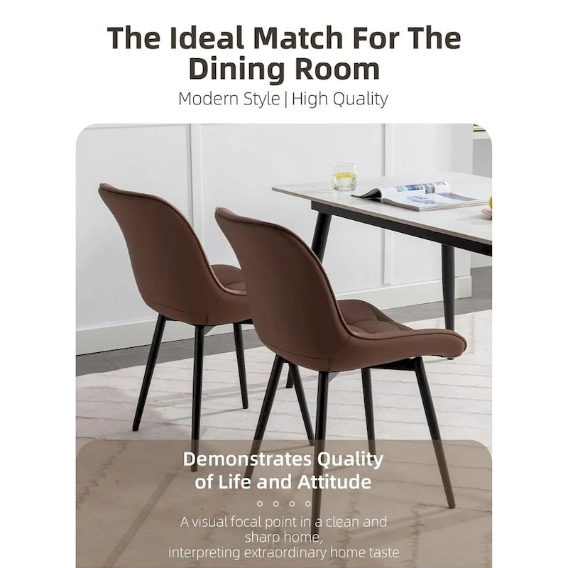 Lot de 2 chaises de salle à manger modernes rembourrées en similicuir