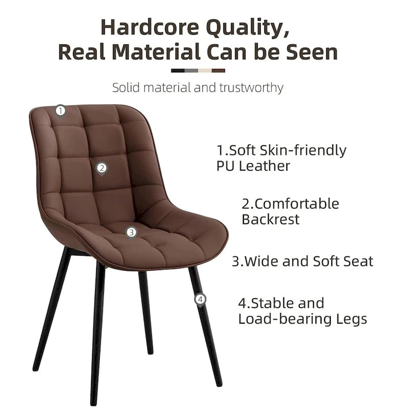 Lot de 2 chaises de salle à manger modernes rembourrées en similicuir