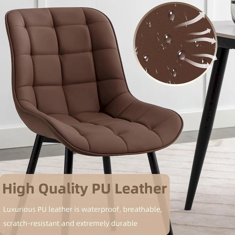 Lot de 2 chaises de salle à manger modernes rembourrées en similicuir