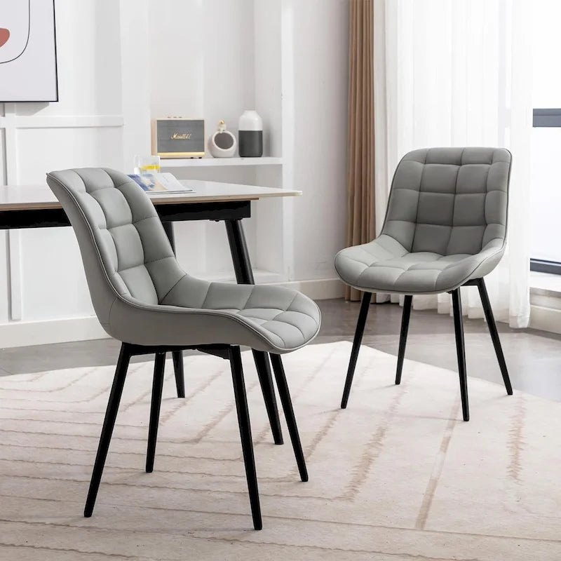 Lot de 2 chaises de salle à manger modernes rembourrées en similicuir