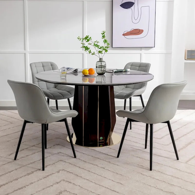 Lot de 2 chaises de salle à manger modernes rembourrées en similicuir