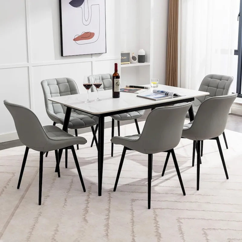 Lot de 2 chaises de salle à manger modernes rembourrées en similicuir