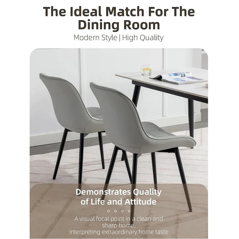 Lot de 2 chaises de salle à manger modernes rembourrées en similicuir