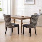 Lot de 2 chaises de salle à manger tapissées de velours avec garniture cloutée et pieds en bois