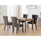 Lot de 2 chaises de salle à manger tapissées de velours avec garniture cloutée et pieds en bois