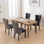 Lot de 2 chaises de salle à manger tapissées de velours avec garniture cloutée et pieds en bois