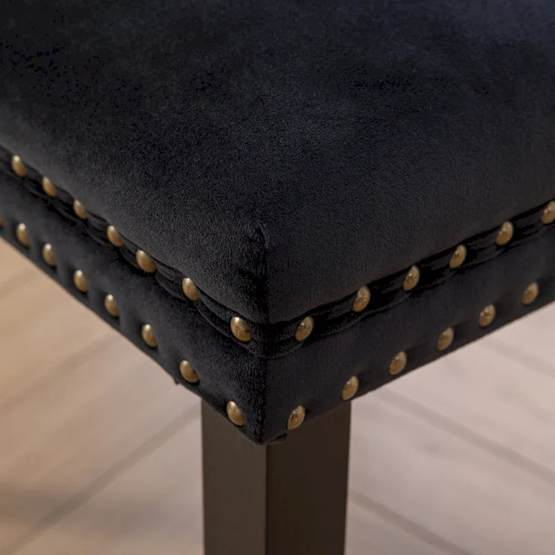 Lot de 2 chaises de salle à manger tapissées de velours avec garniture cloutée et pieds en bois