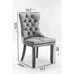 Lot de 2 chaises de salle à manger tapissées de velours avec garniture cloutée et pieds en bois