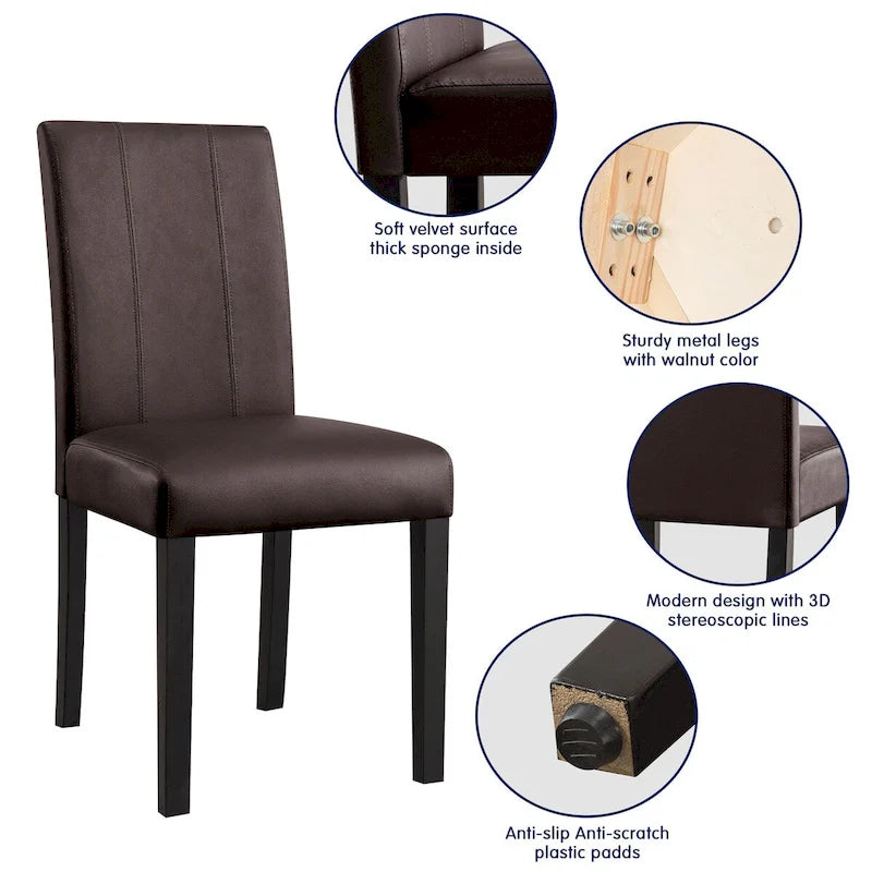 (Lot de 2) Chaises de salle à manger en similicuir rembourrées