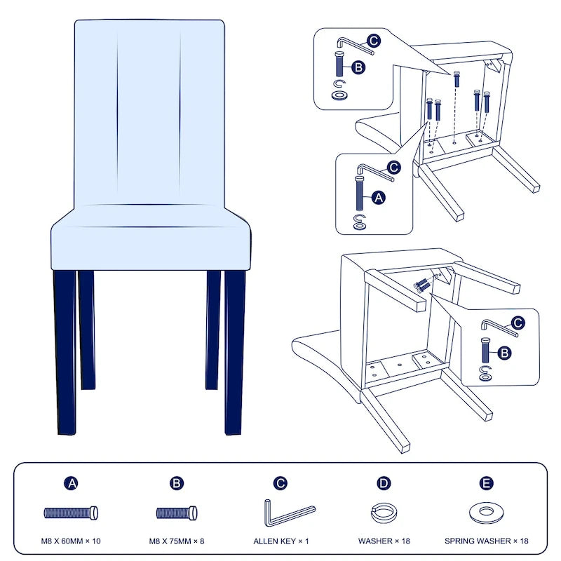 (Lot de 2) Chaises de salle à manger en similicuir rembourrées