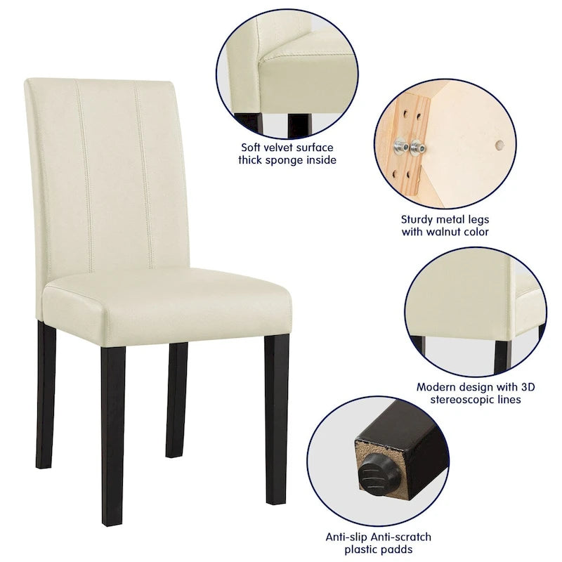 (Lot de 2) Chaises de salle à manger en similicuir rembourrées