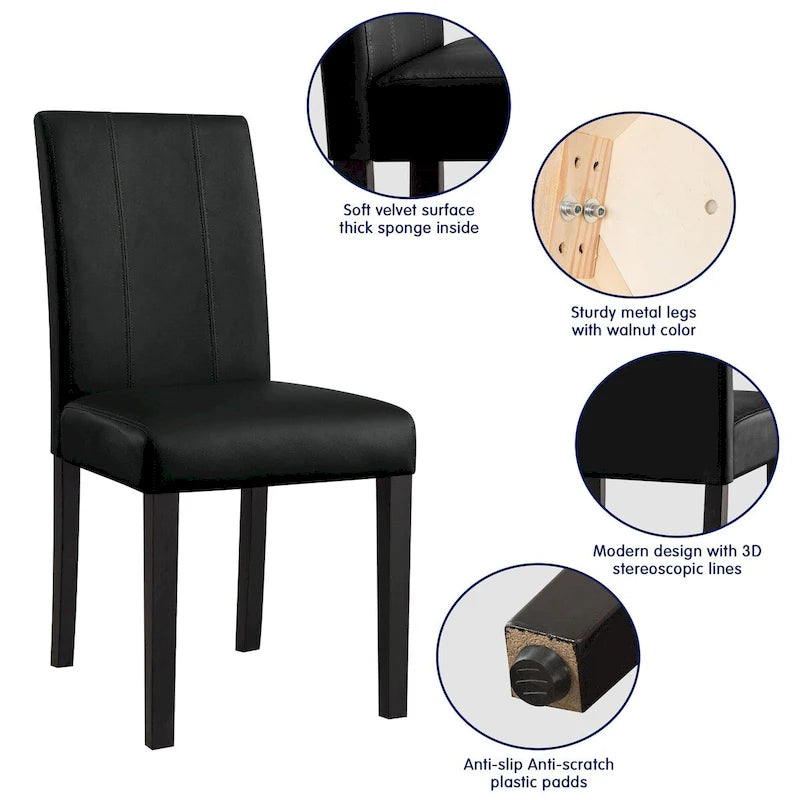 (Lot de 2) Chaises de salle à manger en similicuir rembourrées
