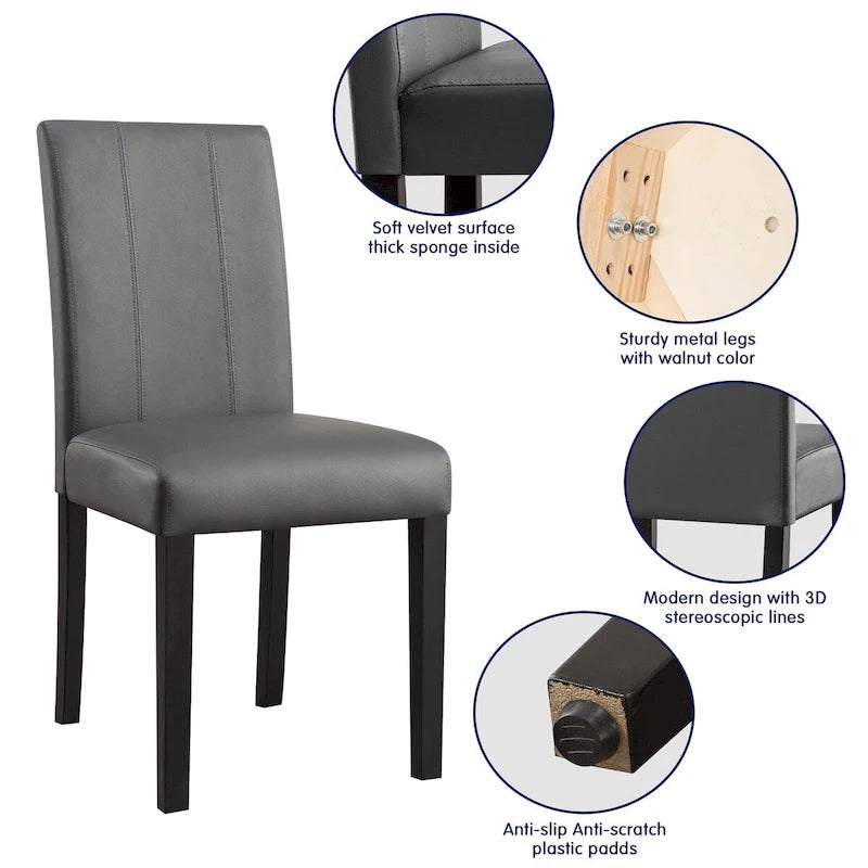 (Lot de 2) Chaises de salle à manger en similicuir rembourrées
