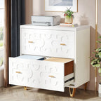 Classeur moderne blanc à 2 tiroirs, classeur latéral de bureau pour documents légaux/lettre/A4