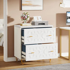 Classeur moderne blanc à 2 tiroirs, classeur latéral de bureau pour documents légaux/lettre/A4